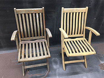 Wooden chair before and after